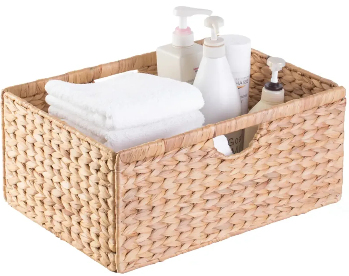 Vintiquewise Medium Hyacinth Basket - Rustic Handwoven Multipurpose Foldable Storage Organizer Decorative Laundry Totes and Woven Storage Bin for Bedroom, Living Room, Bathroom, Pantry and Closet