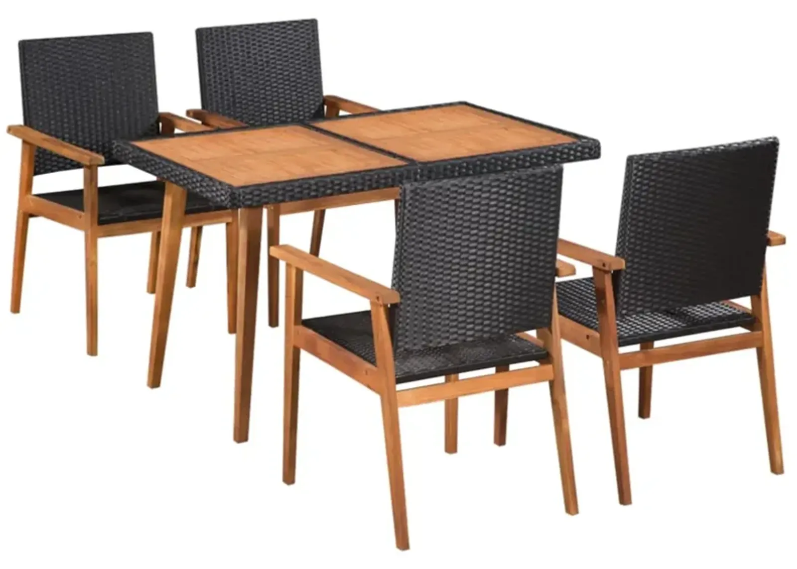 vidaXL 5 Piece Outdoor Dining Set Poly Rattan Black and Brown