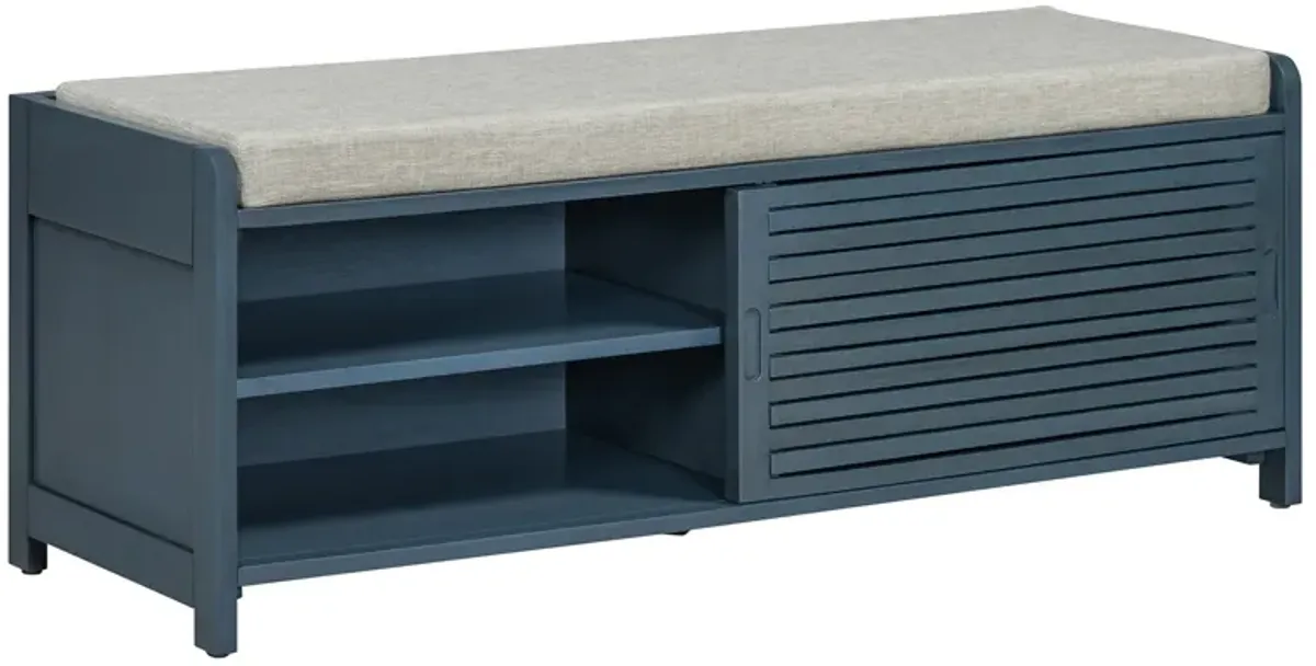 Merax Distressed Shutter Storage Bench with Acacia Veneer