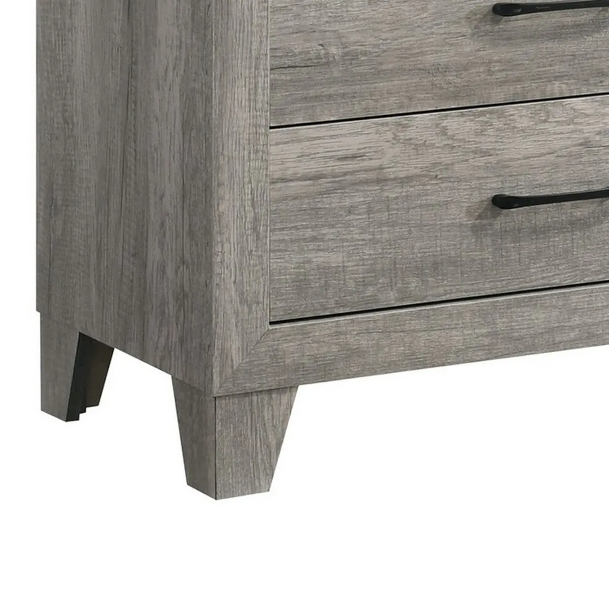 Isha 48 Inch 5 Drawer Tall Dresser Chest with Metal Handles, Driftwood Gray-Benzara