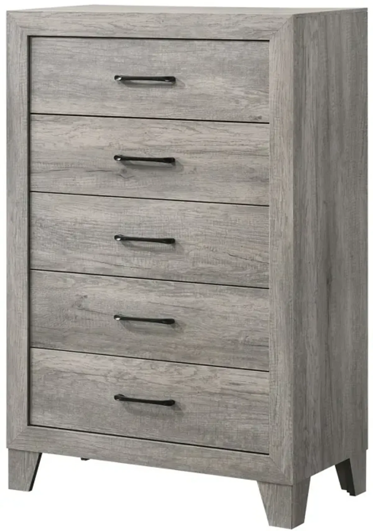 Isha 48 Inch 5 Drawer Tall Dresser Chest with Metal Handles, Driftwood Gray-Benzara