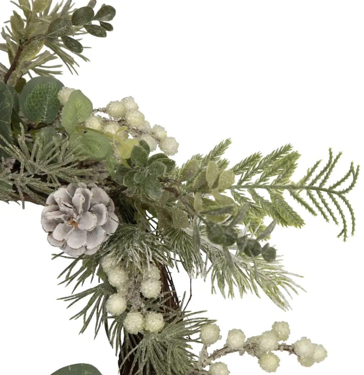 White Berry  Eucalyptus and Pinecone Christmas Wreath  20-Inch  Unlit