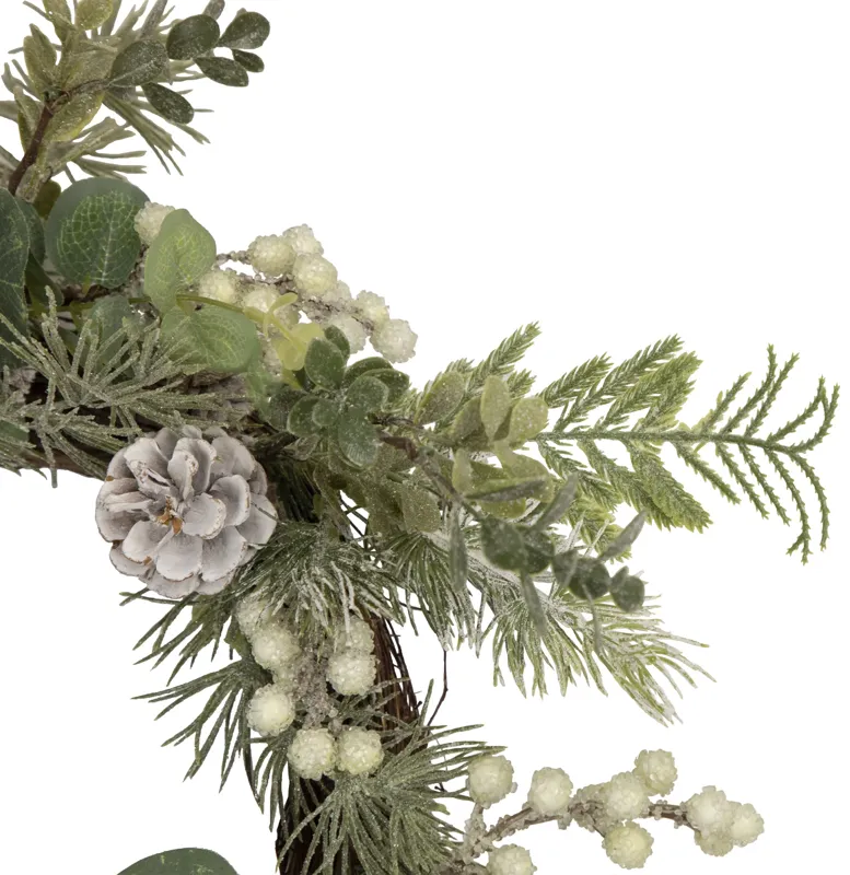 White Berry  Eucalyptus and Pinecone Christmas Wreath  20-Inch  Unlit