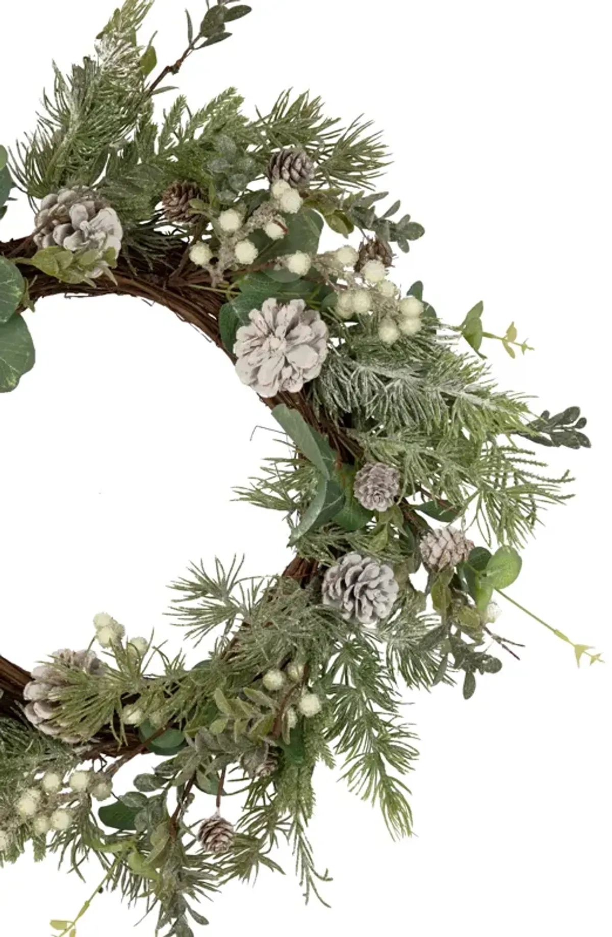 White Berry  Eucalyptus and Pinecone Christmas Wreath  20-Inch  Unlit