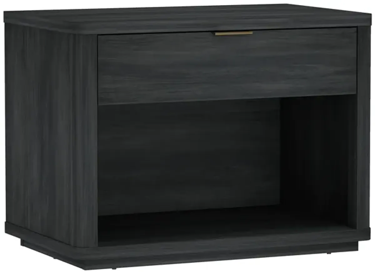 Evelyn Wide 1-Drawer Nightstand in Dark Gray