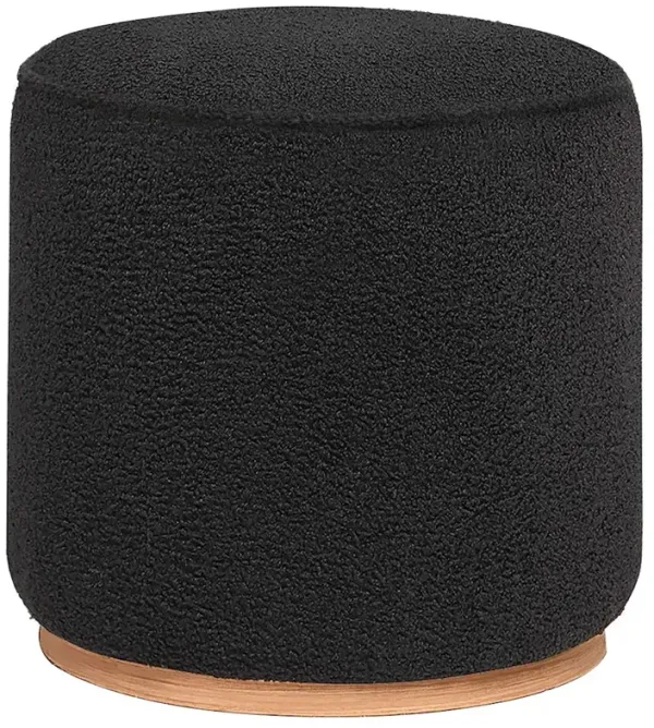 Zena Faux Sheepskin Upholstered Round Ottoman Black