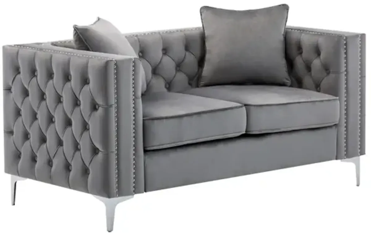 Lorreto Gray Velvet Loveseat