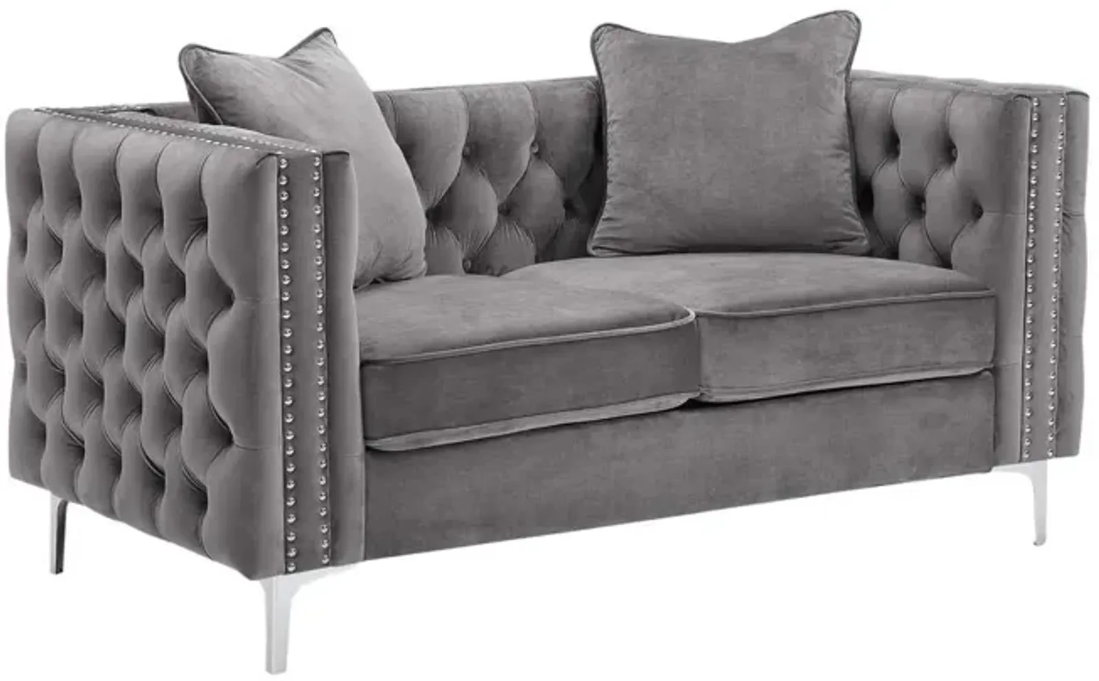 Lorreto Gray Velvet Loveseat