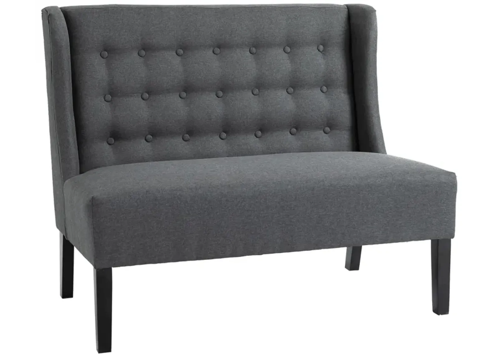 Linen Loveseat Sofa Lounger with Deep Padded Cushion Seats and Rubberwood Legs