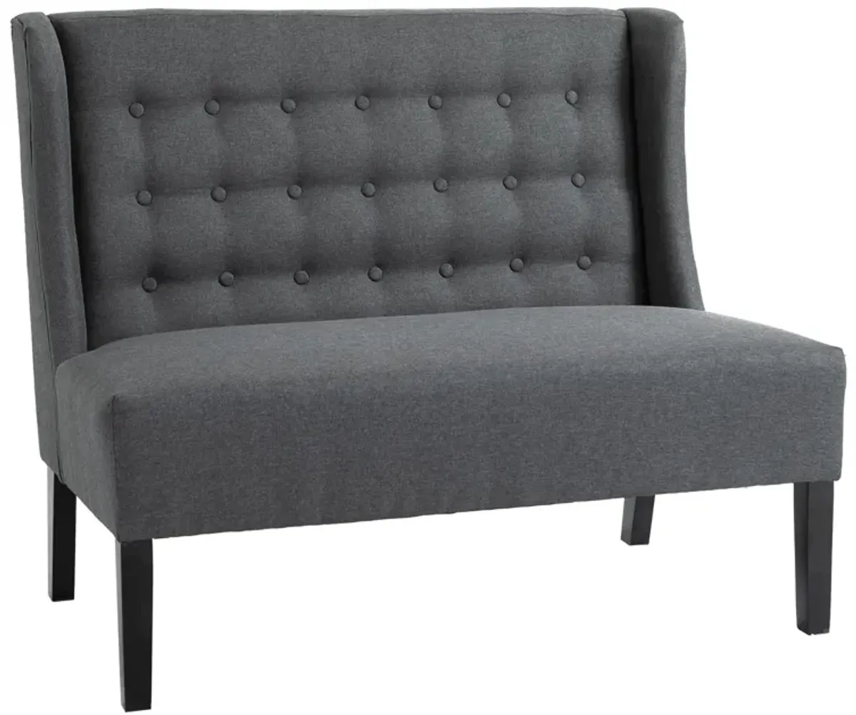 Linen Loveseat Sofa Lounger with Deep Padded Cushion Seats and Rubberwood Legs