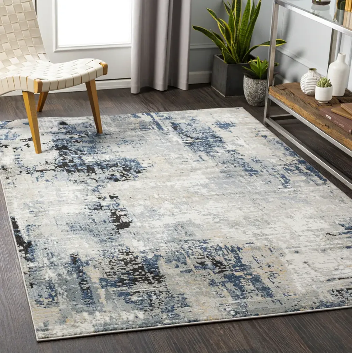 Jolie JLO-2300 5'3' Round Blue Rug