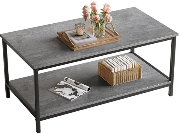 SAYGOER Coffee Table with Storage 2-Tier Industrial Center Table for Living Room, Rectangle Wood Table for Small Spaces Apartmen