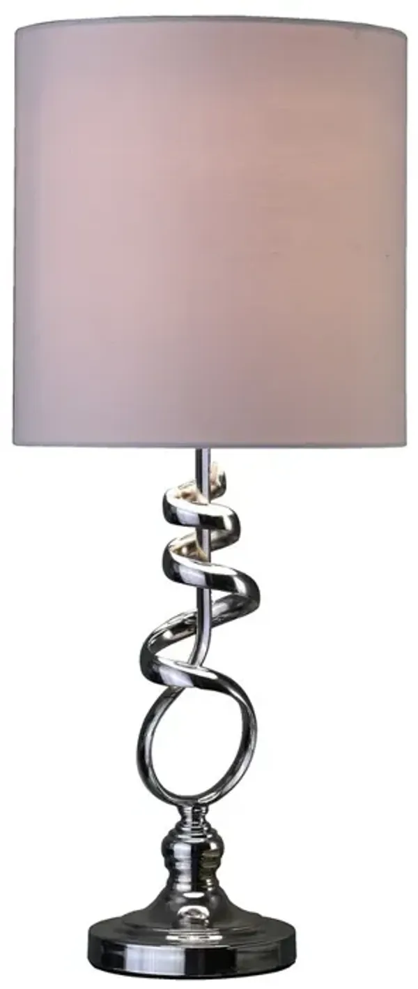 Streamdale 21.5-Inch Milo Abstract Brushed Silver Metal Table Lamp
