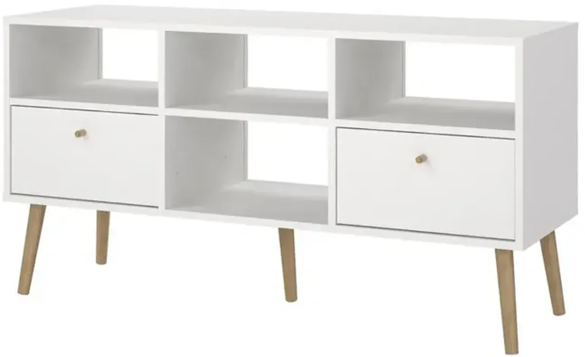 Tvilum Bodo TV Stand with 2 Drawer and 4 Shelves, White