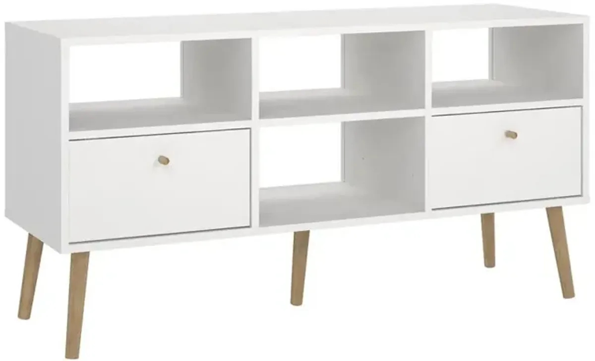 Tvilum Bodo TV Stand with 2 Drawer and 4 Shelves, White