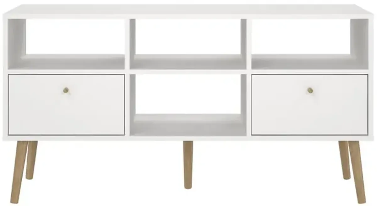 Tvilum Bodo TV Stand with 2 Drawer and 4 Shelves, White