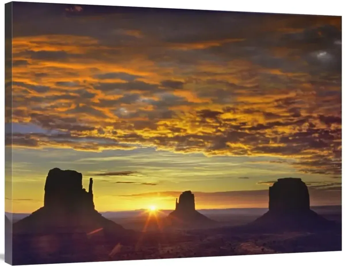 The Mittens and Merrick Butte at sunrise, Monument Valley, Arizona-Canvas Art-40x30