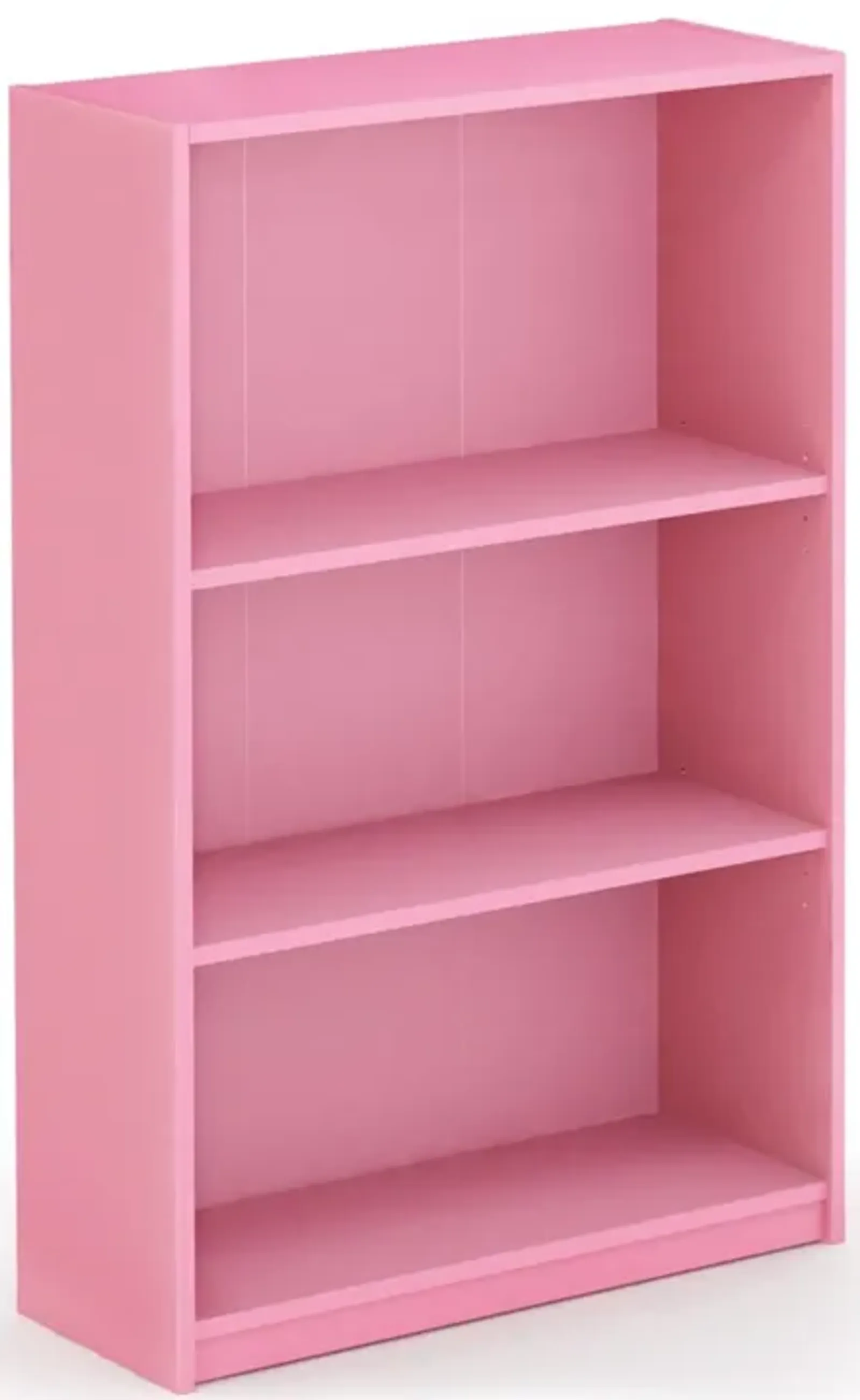 FURINNO JAYA Simple Home 3-Tier Adjustable Shelf Bookcase, Pink