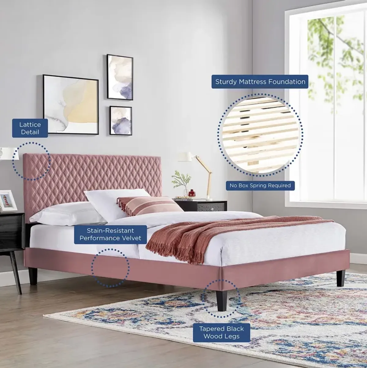 Modway - Garcelle Performance Velvet King Platform Bed