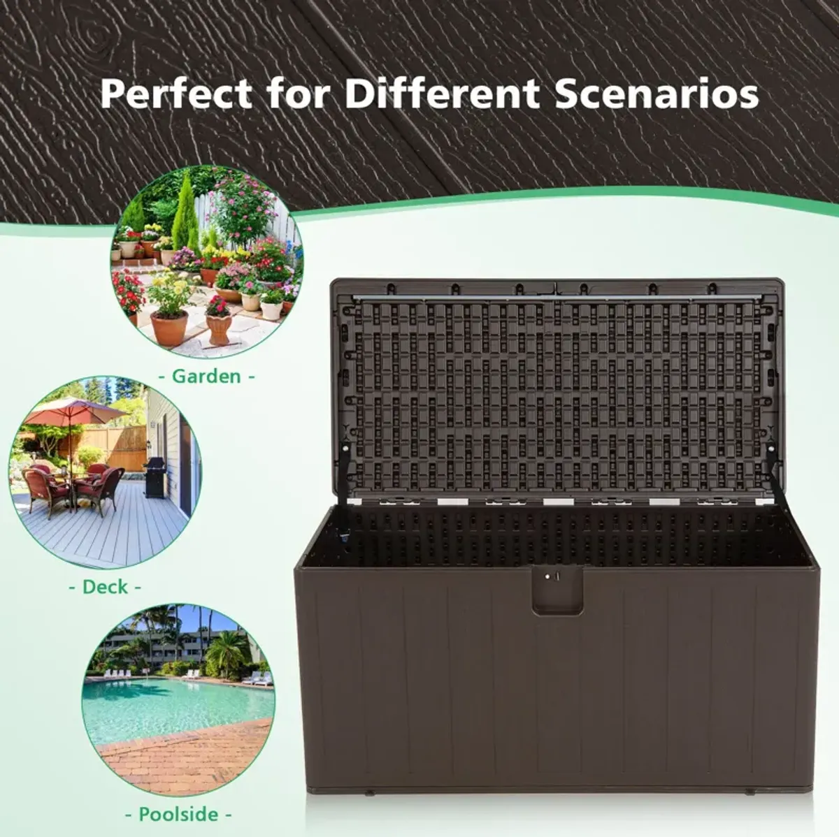 105 Gallon All Weather Large Deck Box Lockable Storage Container