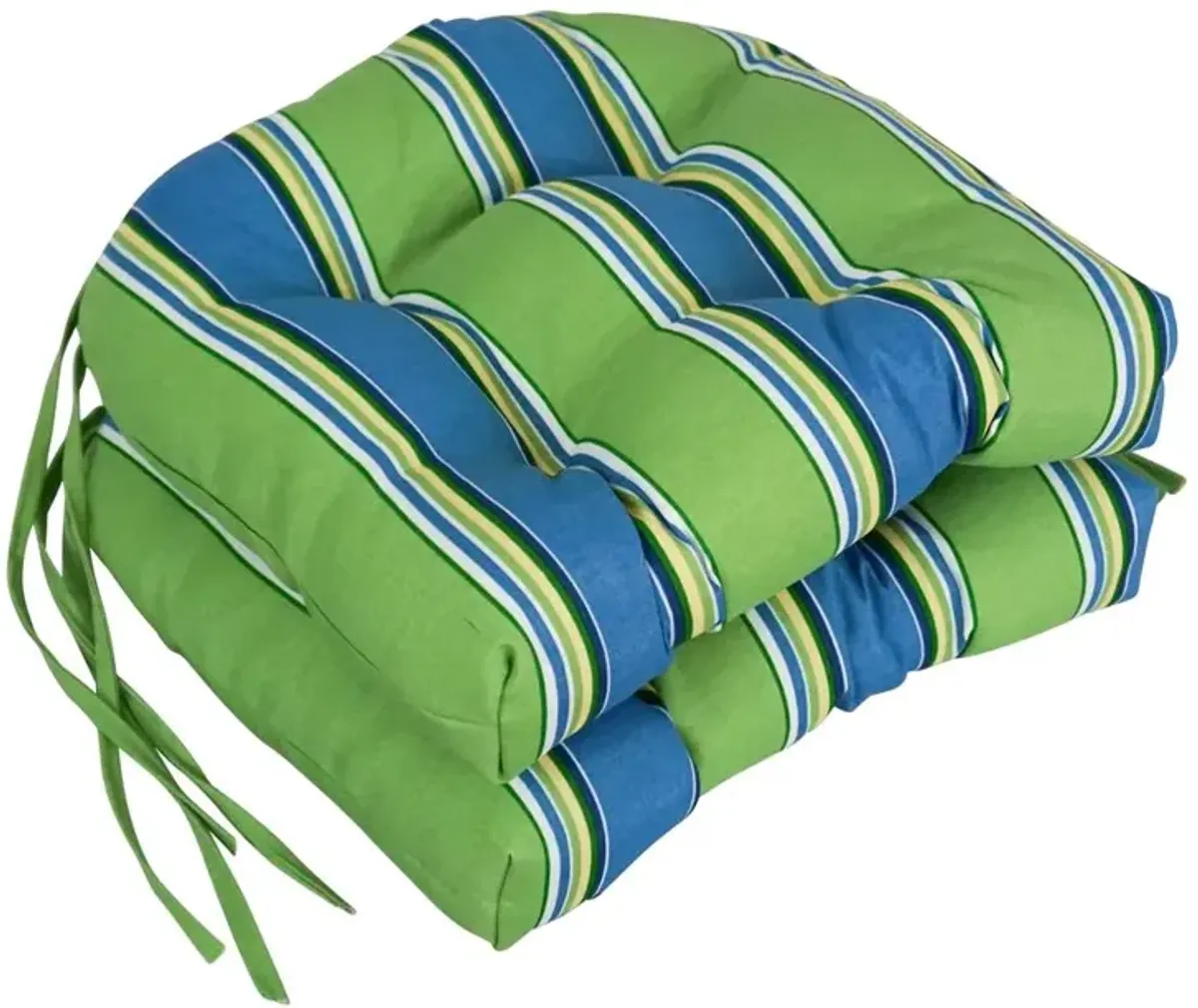 Blazing Needles 16-inch Spun Polyester Patterned Outdoor U-shaped Tufted Chair Cushions (Set of 2)  916X16US-T-2CH-REO-29