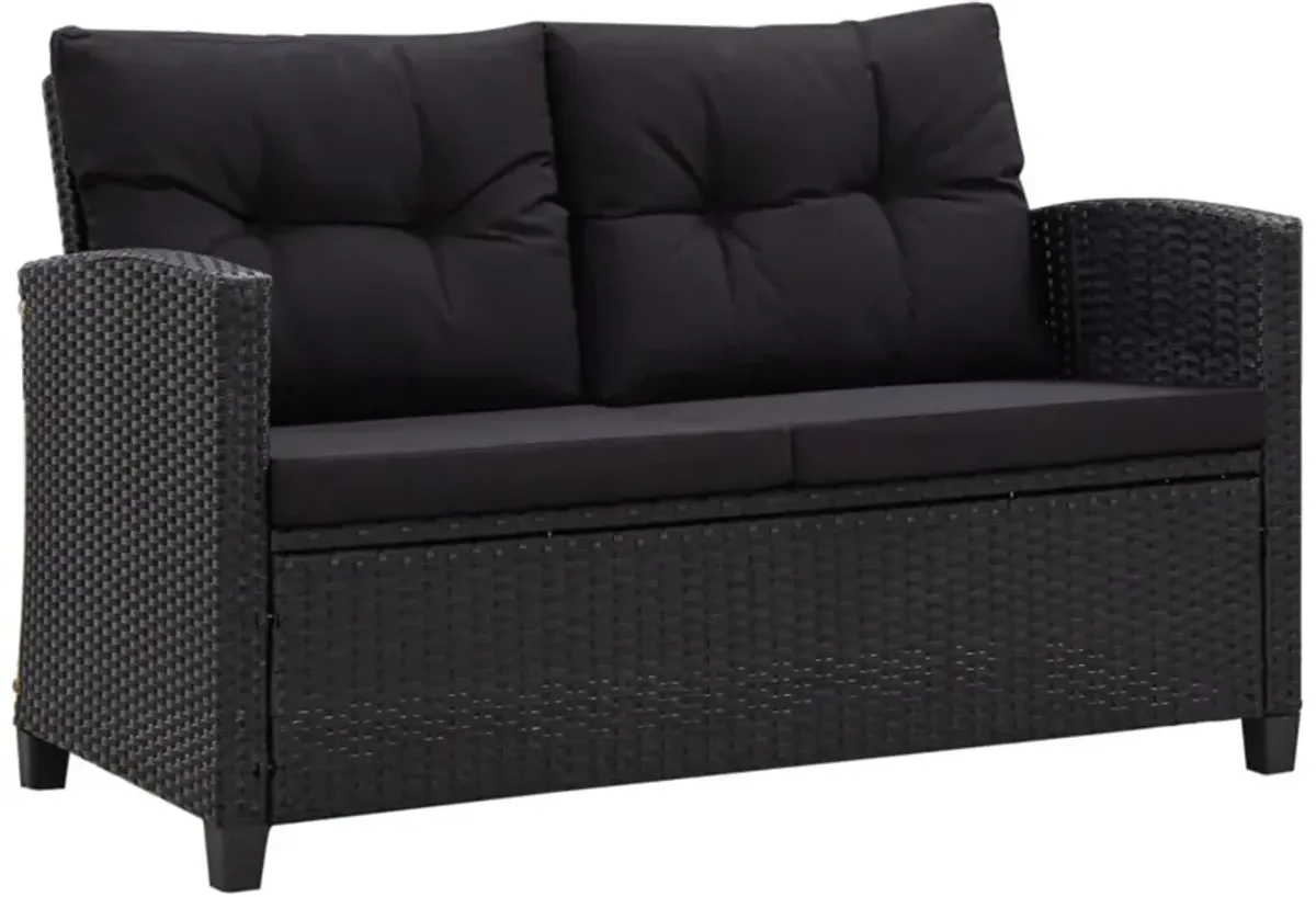 vidaXL 6 Piece Garden Sofa Set with Cushions Poly Rattan Black