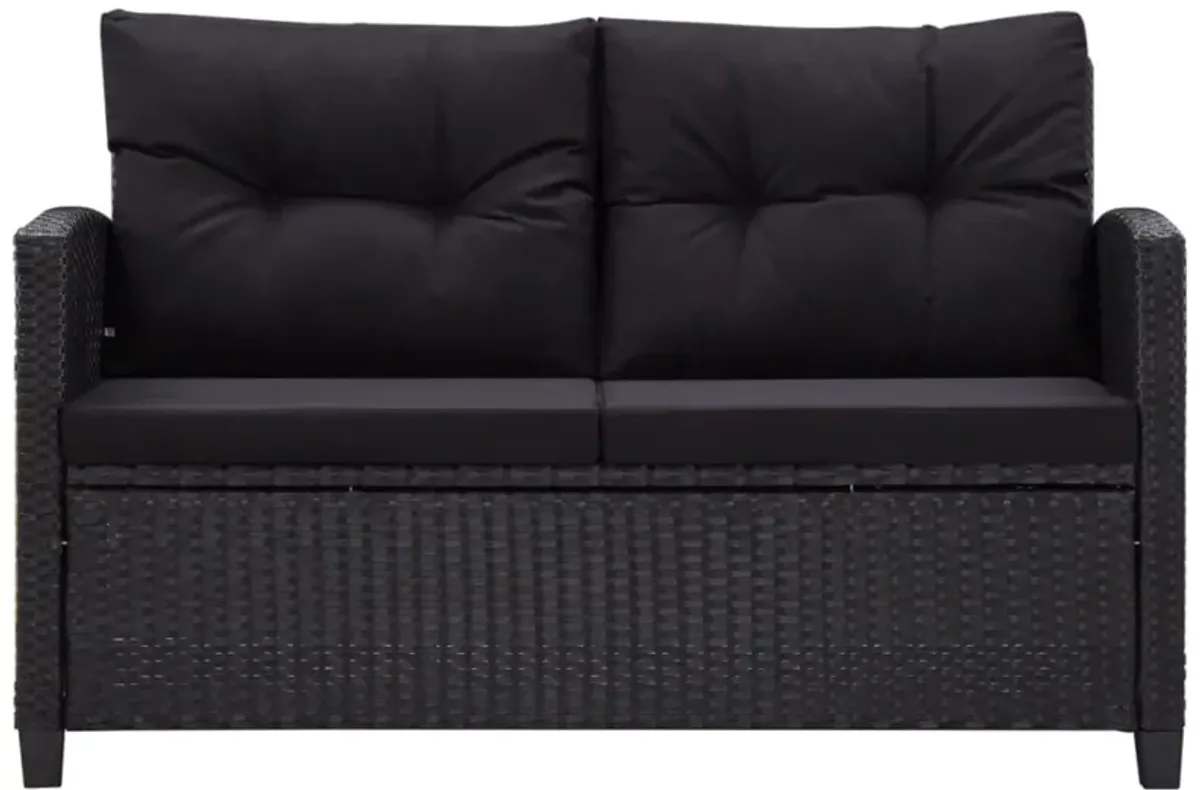 vidaXL 6 Piece Garden Sofa Set with Cushions Poly Rattan Black