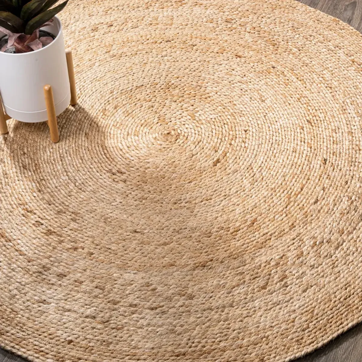 Soleil Round Natural Jute Braided Circle Natural Area Rug