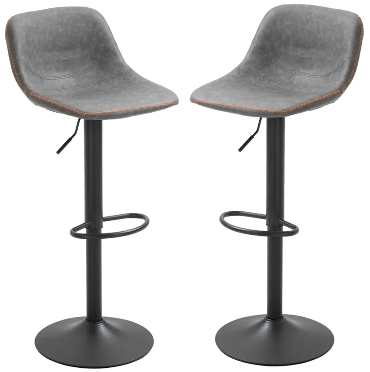 HOMCOM Adjustable Bar Stools, Swivel Bar Height Chairs Barstools Padded with Back for Kitchen, Counter, and Home Bar, Set of 2, Gray