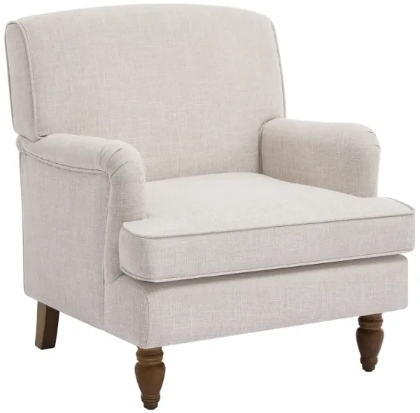 Merax Vintage Upholstered Linen Fabric Armchair with Antique Solid Wood Legs