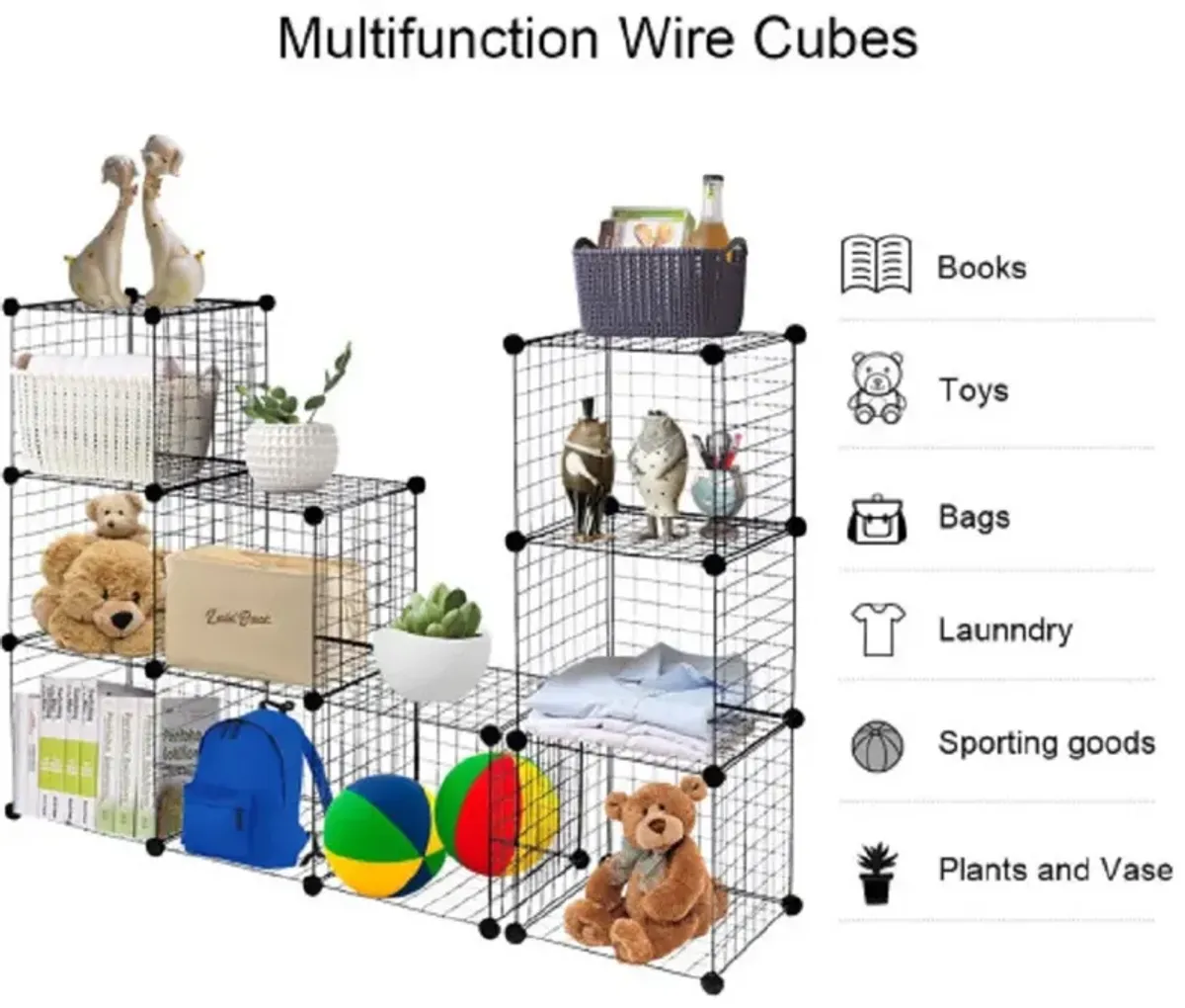 42" x 14" x 56" DIY 12-Cube Metal Grid Wire Storage Cubes