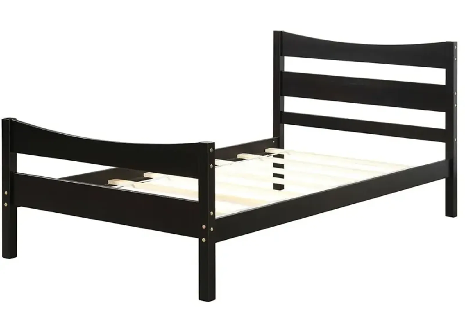 QuikFurn Twin size Farmhouse Style Pine Wood Platform Bed Frame in Espresso