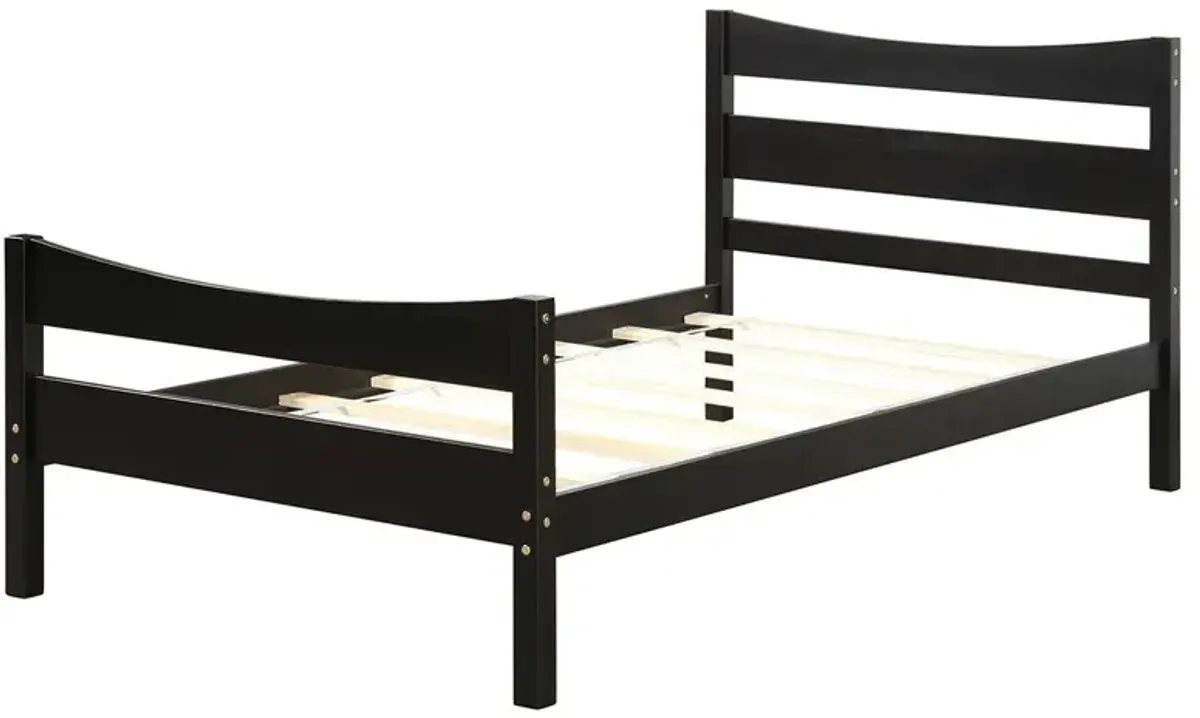 QuikFurn Twin size Farmhouse Style Pine Wood Platform Bed Frame in Espresso