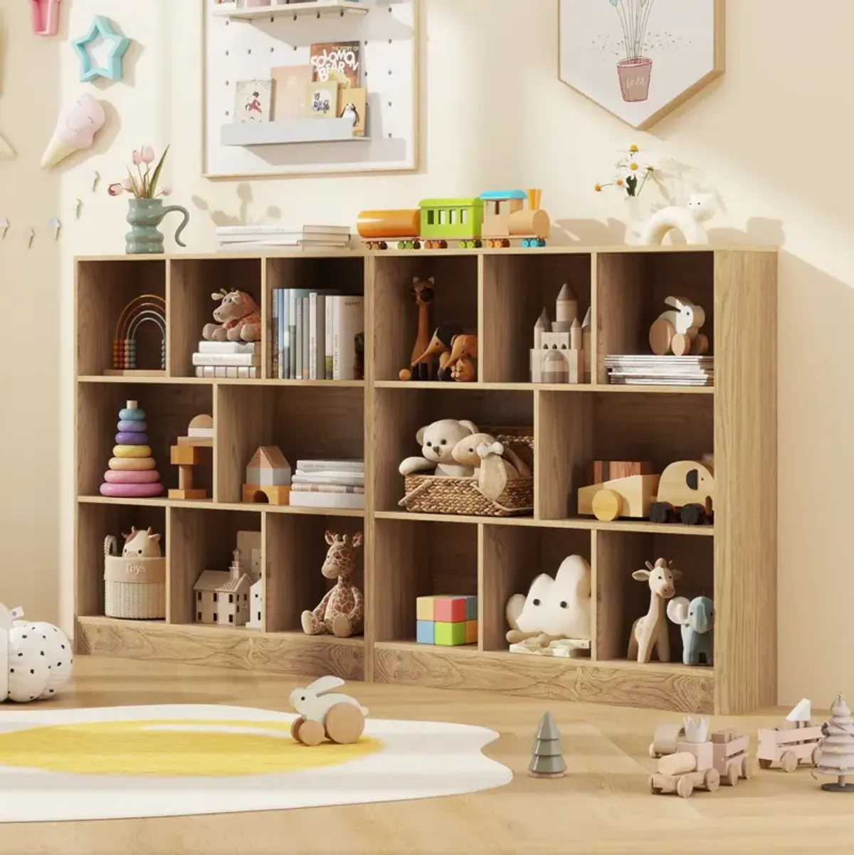 Kids 8-Cube Bookcase Storage Organizer – Freestanding Shelf