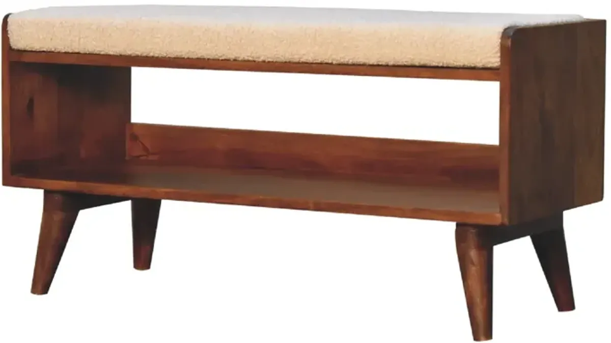 Boucle Nordic  Solid Wood Storage Bench