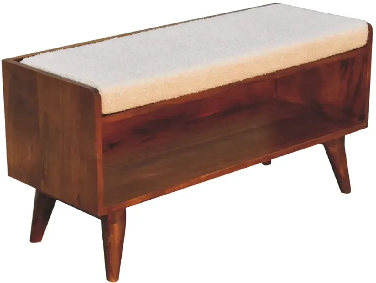 Boucle Nordic  Solid Wood Storage Bench