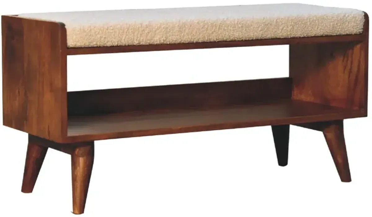 Boucle Nordic  Solid Wood Storage Bench