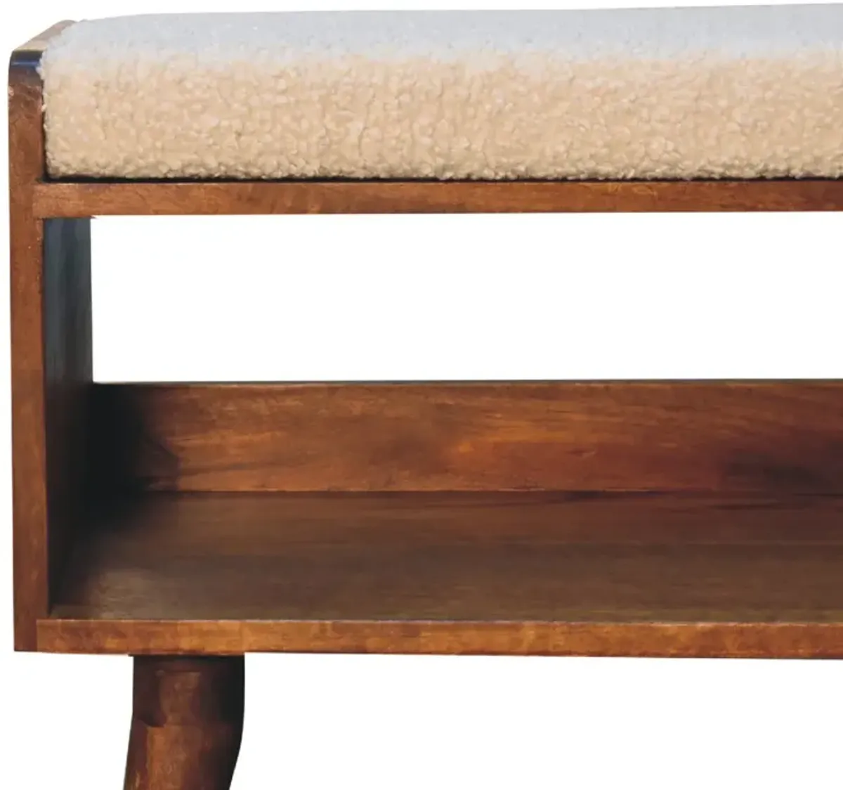 Boucle Nordic  Solid Wood Storage Bench