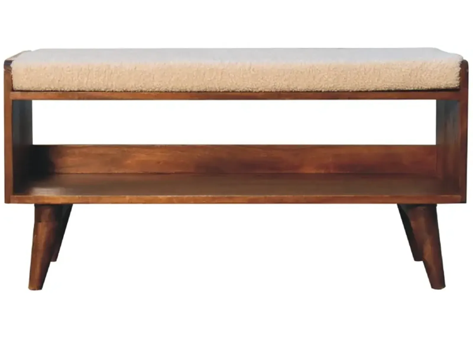 Boucle Nordic  Solid Wood Storage Bench