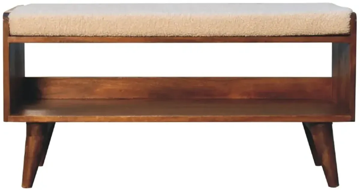 Boucle Nordic  Solid Wood Storage Bench