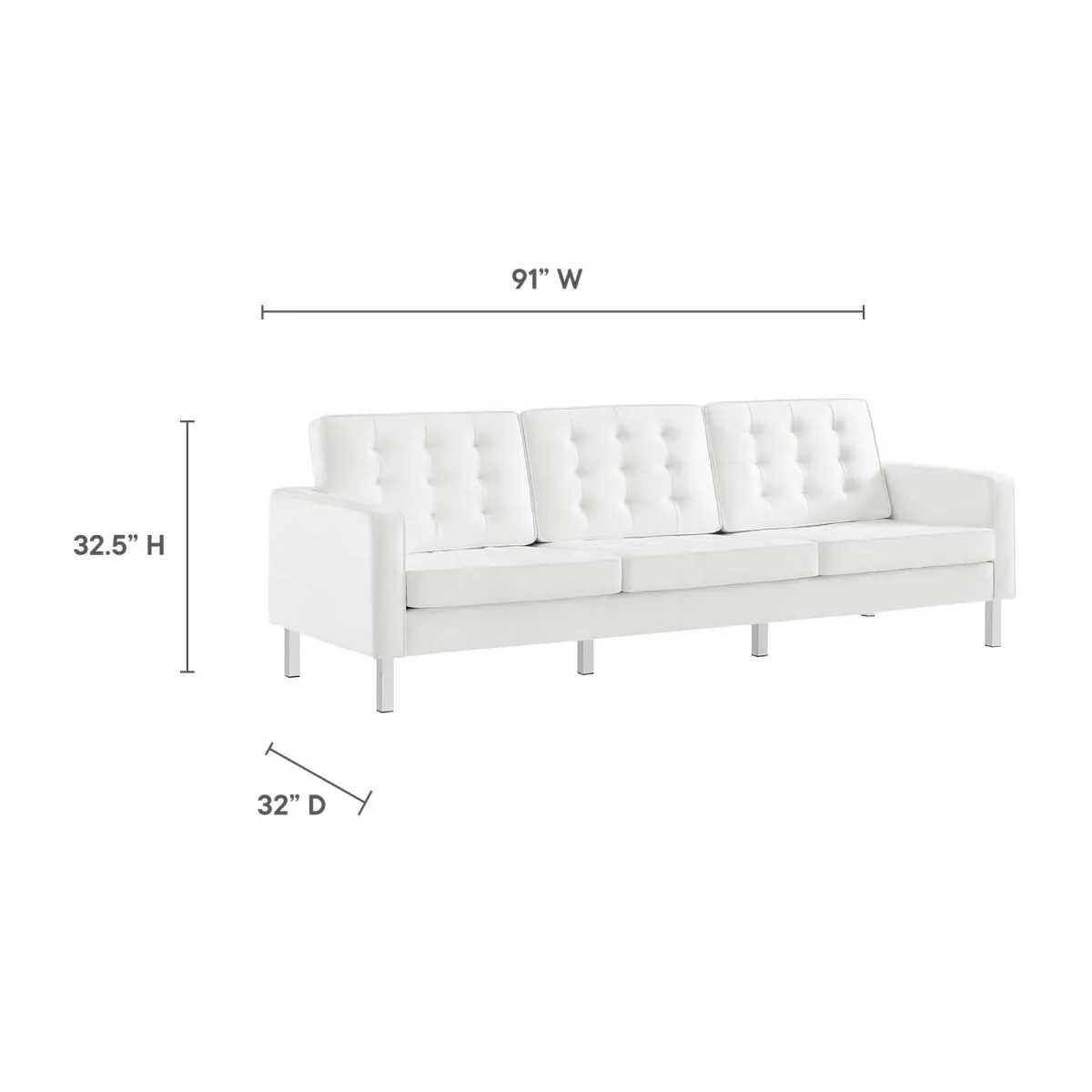 Loft Tufted Vegan Leather Sofa