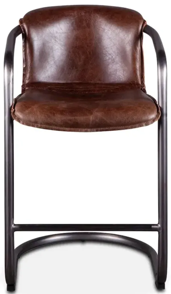 World Interiors Chiavari Leather Counter Chair Geisha Brown - Set Of 2