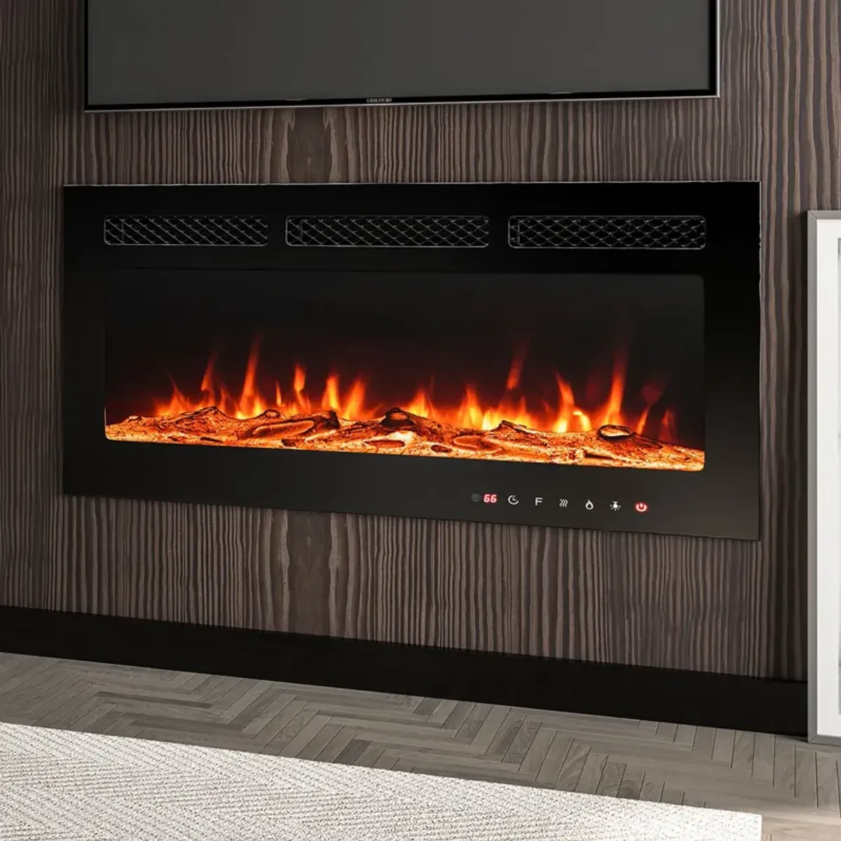 MONDAWE 36" Recessed Wall-Mounted Electric Fireplace 5000 BTU Heater with Remote Control