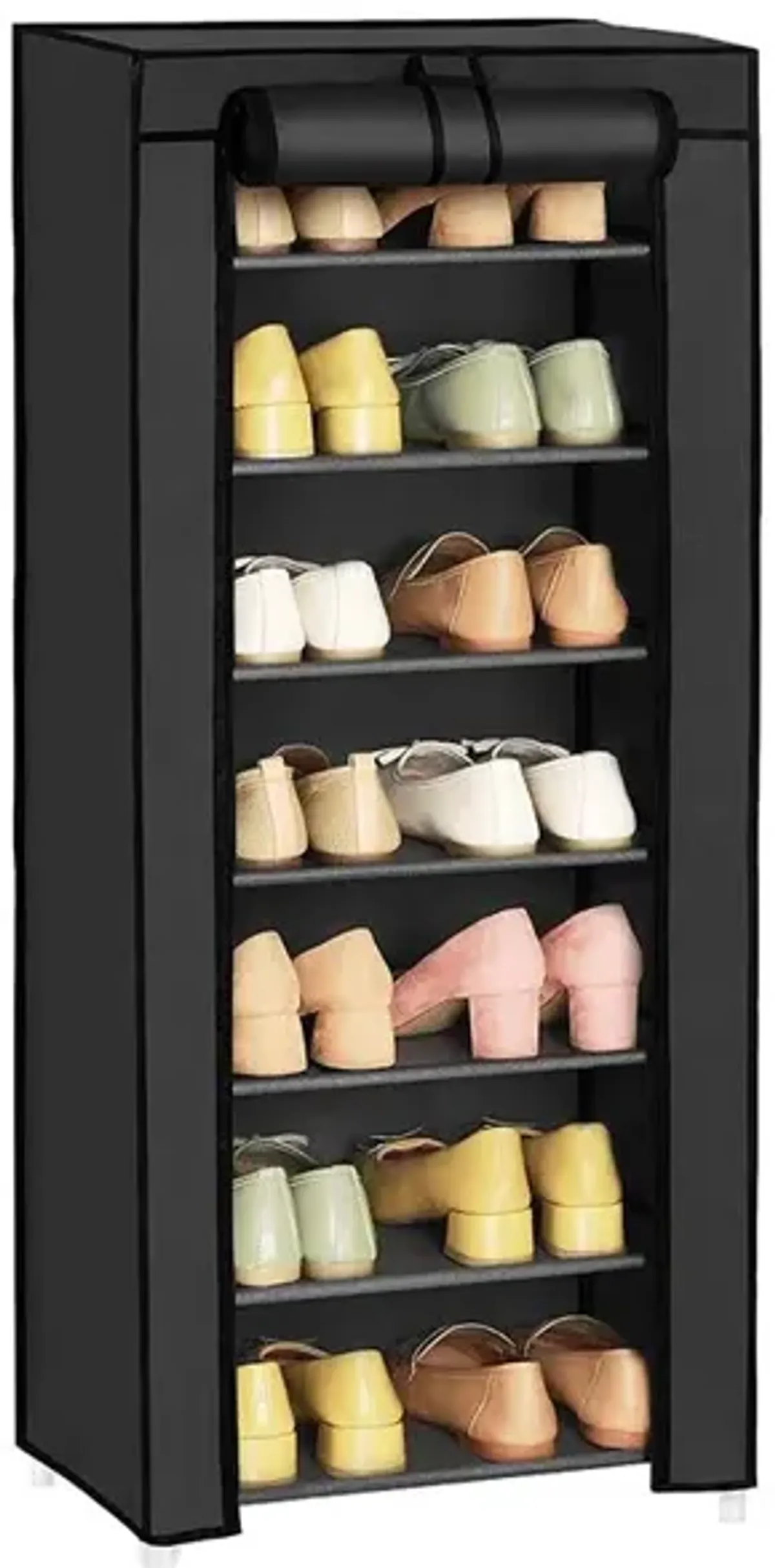 7-Tier Shoe Tower Rack with Cover 14-20 Pair Space Saving Shoe Storage Organizer