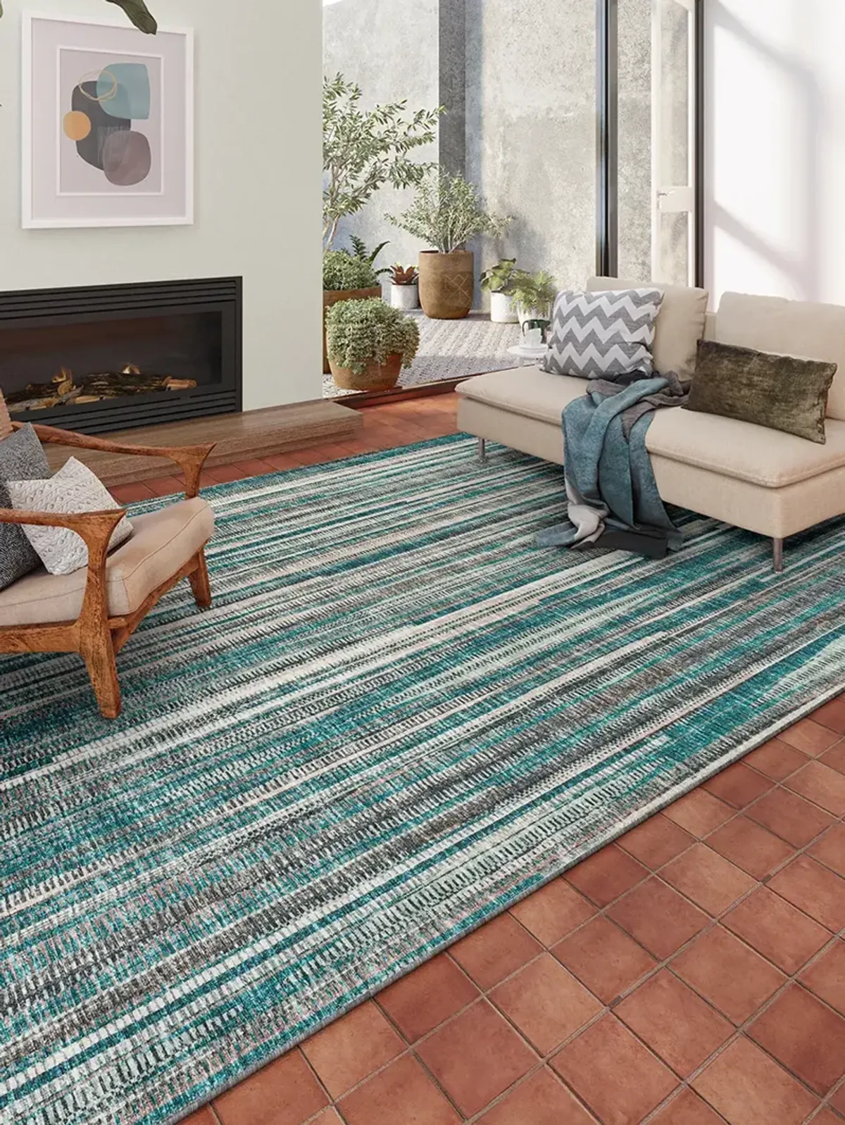 Amador AA1 Teal 3' x 5' Rug