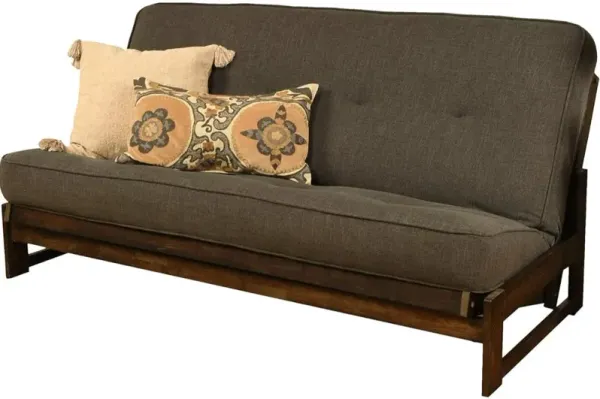 Aspen Frame-Reclaim Mocha Finish-Linen Charcoal Mattress