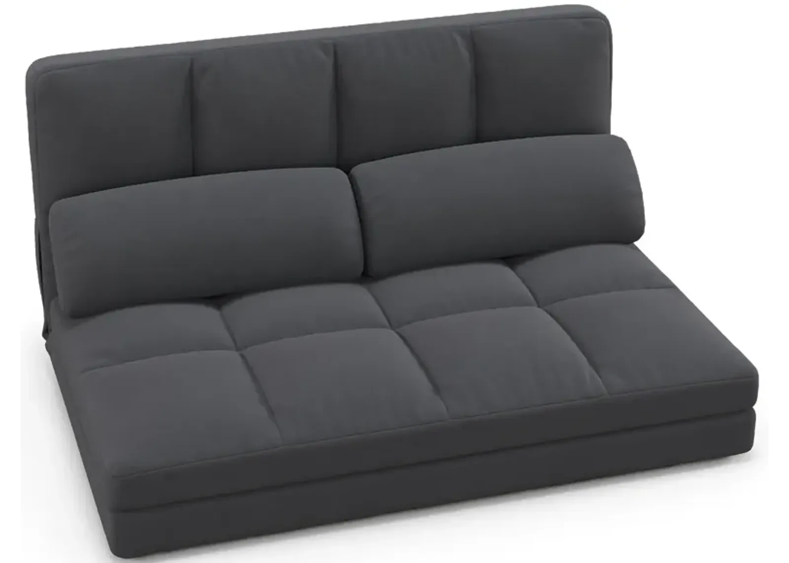 Floor Sofa Bed with 6 Positions Adjustable Backrest  Skin-friendly Velvet Cover-Dark Gray