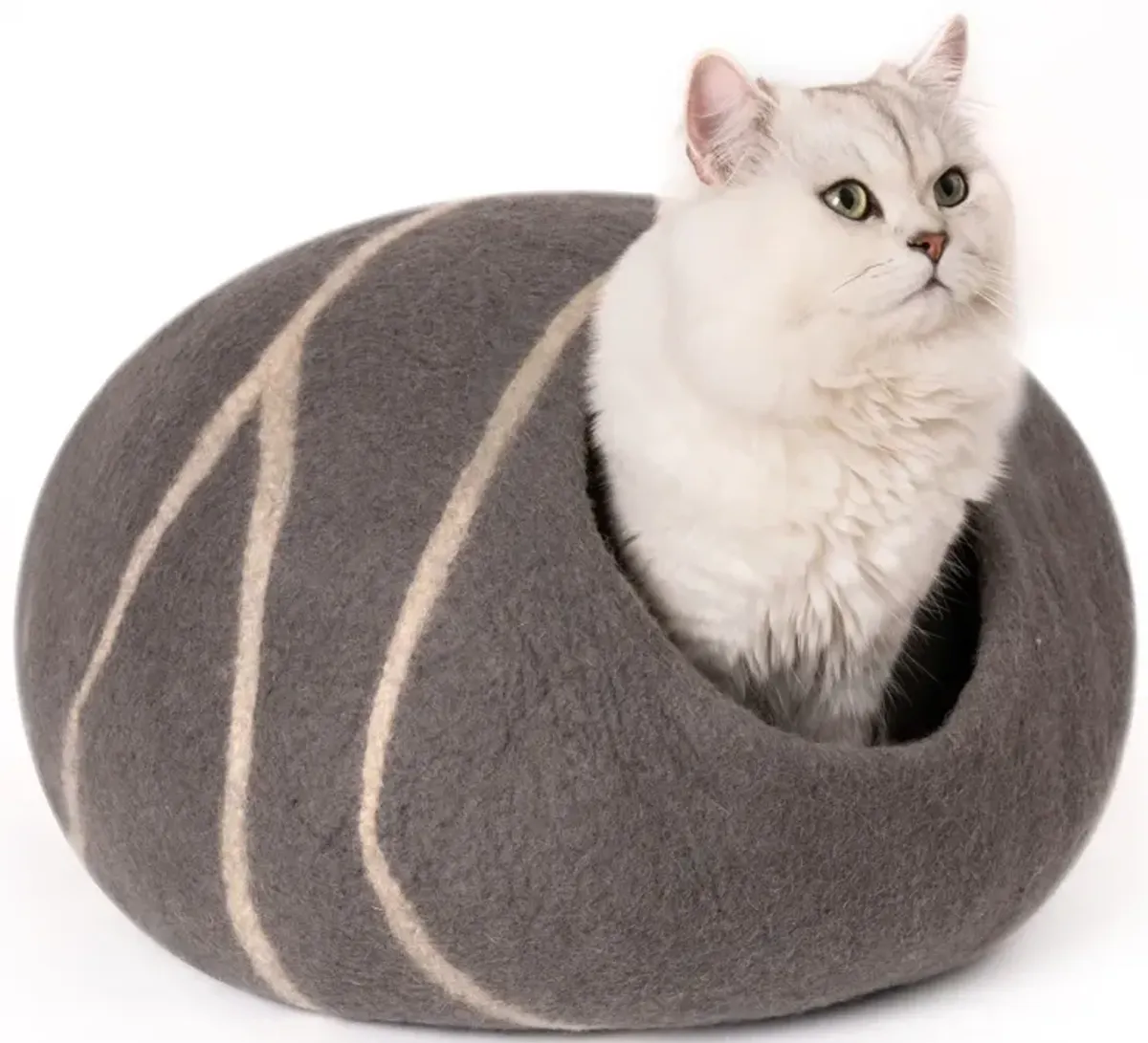 Cat Cave Bed - Handmade Wool Cat Bed Cave With Mouse Toy