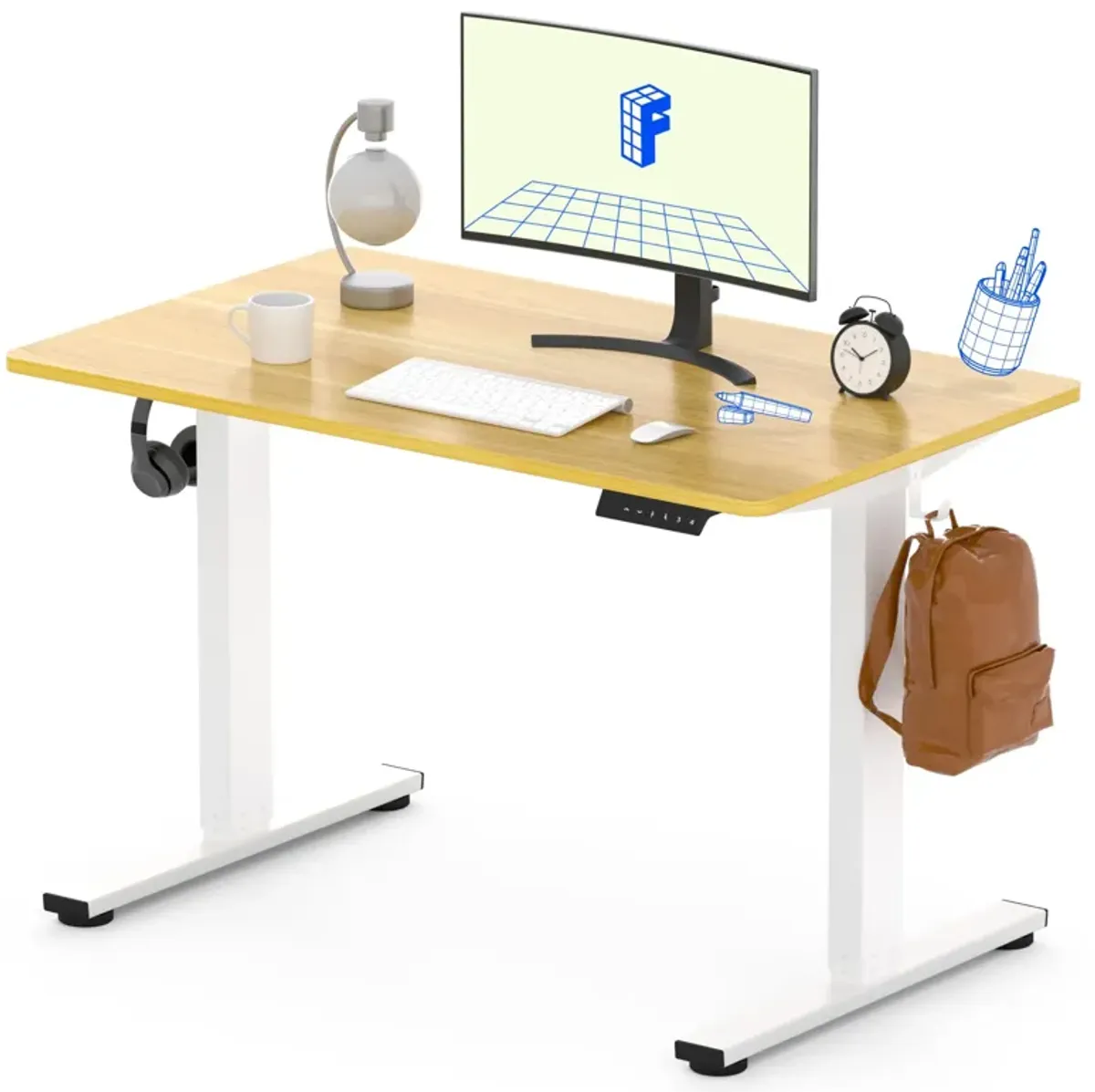FLEXISPOT EN1 Whole-Piece Standing Desk 40 x 24 Inches Height Adjustable Desk Electric Sit Stand Up Desk Home Office Desks (Whit
