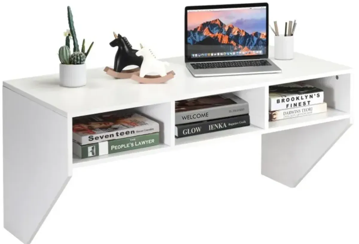 Hivvago Wall Mounted Floating Computer Table Desk Storage Shelf